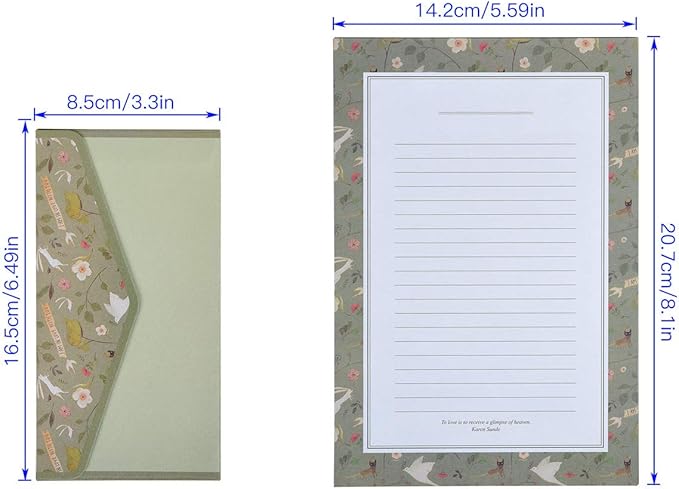 A5 Lined Stationary Paper and Envelopes Set,48 Sheets Cute Letter Writing Paper and 24 Sheets Envelopes,Cute Flower Writing Paper and Printer Paper,Floral Decorative Craft Paper.