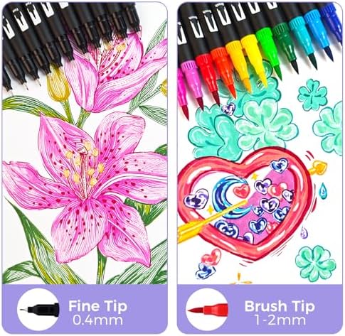 Artecho 72 Colors Dual Tip Markers for Adult Coloring Books with Bag
