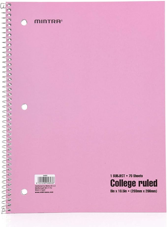 Mintra Office Spiral Notebooks, Wirebound, Journals for School, Work, Business, Aesthetic Stationery, Writing Pads, Teacher & Student Supplies (6, Pastel, College)