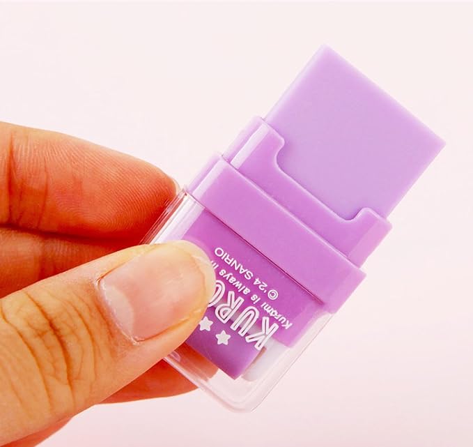 Cute Character Roller Eraser with Built-in Dust Cleaning Roller – Portable & Mess-Free Design - Purple