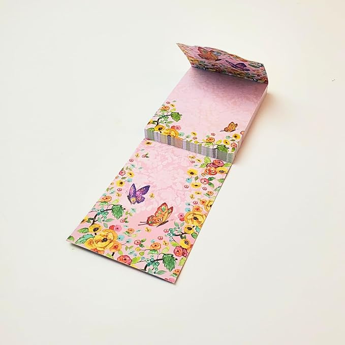 Punch Studio Flip-Top Pocket Notepad 3" x 4", For Daily Notes or Notes on-the-go, 75 Illustrated Sheets with Gold Foil Accents, Gems & a Magnetic Closure - Orange Butterfly (45907)