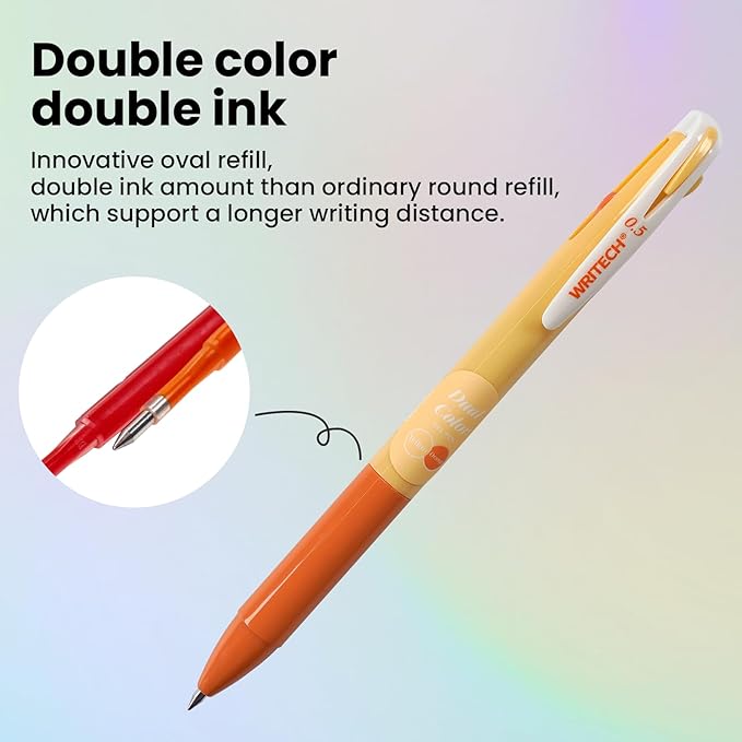 WRITECH Retractable Gel Ink Pens: Multi Colored 2 in 1 Colorful Click Pen Assorted Color 8ct Extra Fine Point Tip 0.5mm Journaling Smooth Writing Note Taking Coloring No Bleed & Smear Smudge