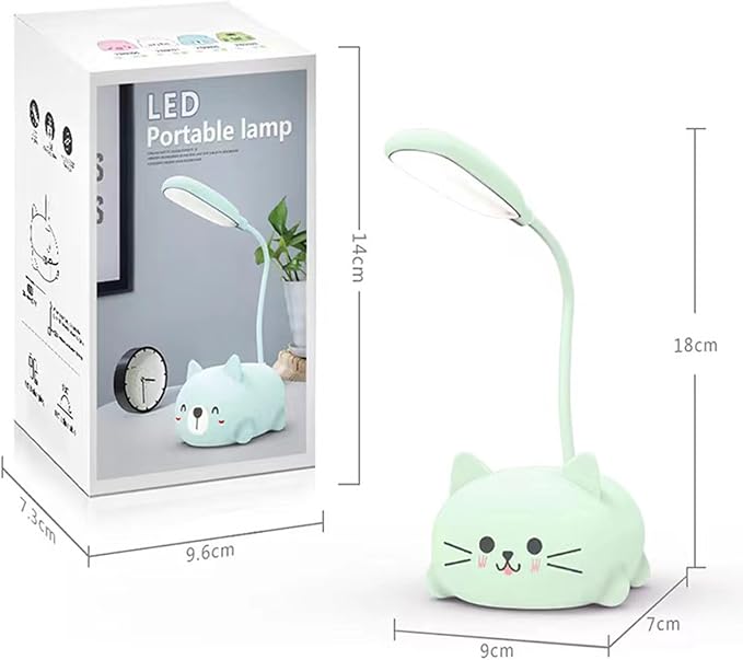 Neioaas LED Desk Lamp for Kids, Cute Cat Lamp USB Rechargeable Reading Light,Portable LED Table Light, Flexible Gooseneck Eye-Care Cartoons Small Desk Lamp Girls Gifts(Pink)