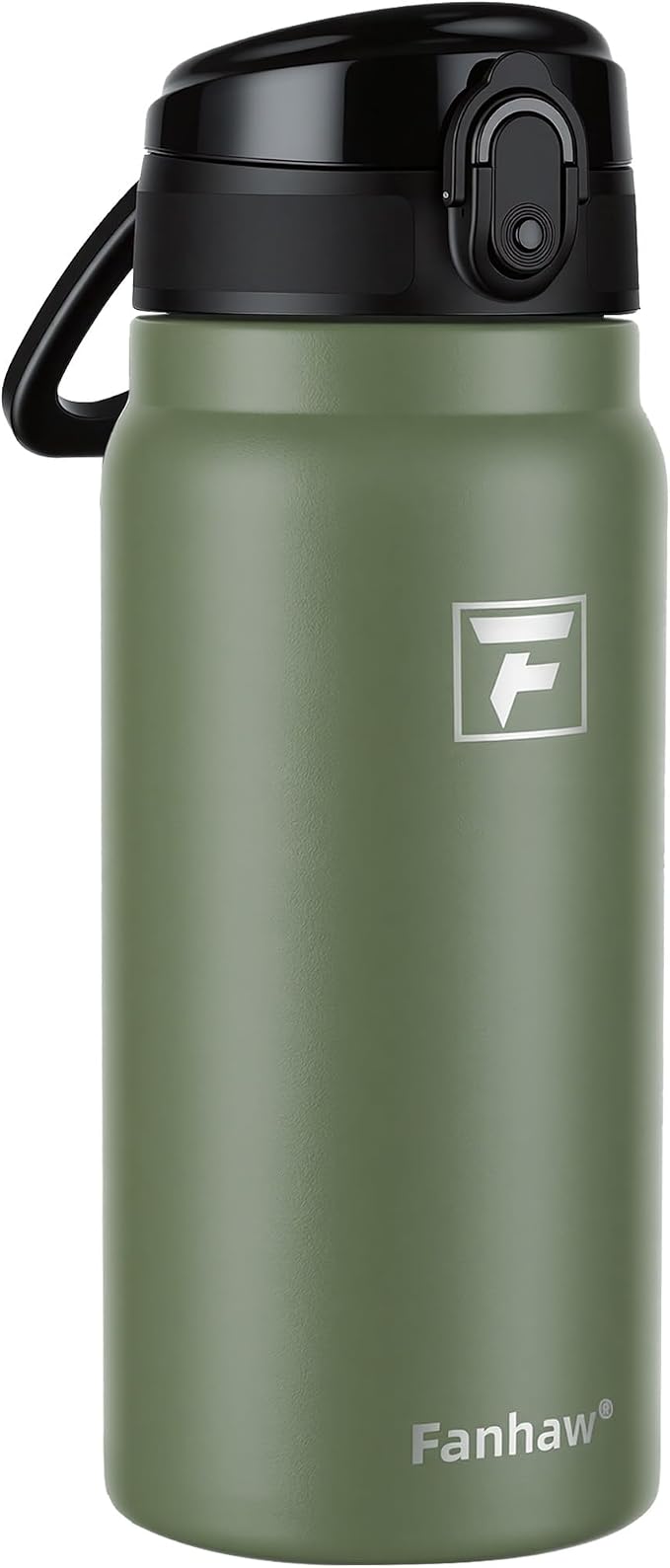 Fanhaw 20 Oz Insulated Stainless Steel Water Bottle with Chug Lid – Wide Mouth, Leak-Proof, BPA-Free – Ideal for Kids, Adults, Sports, Gym, and Outdoor Use (Olive Green)