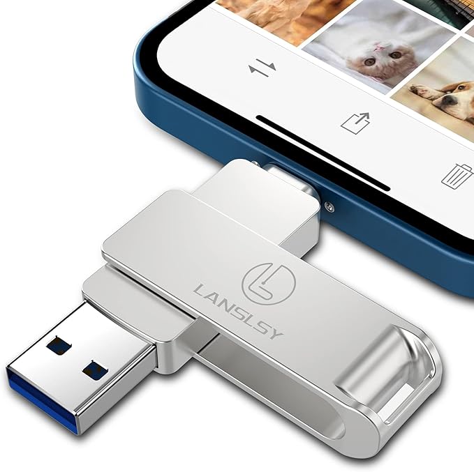 256GB Flash Drive for Phone Memory Stick,Phone Flash Drive USB 3.0 External Storage,3 in 1 Photo Stick is Compatible with i 0S/Pad/Android/PC/Mac (256GB, Silver)