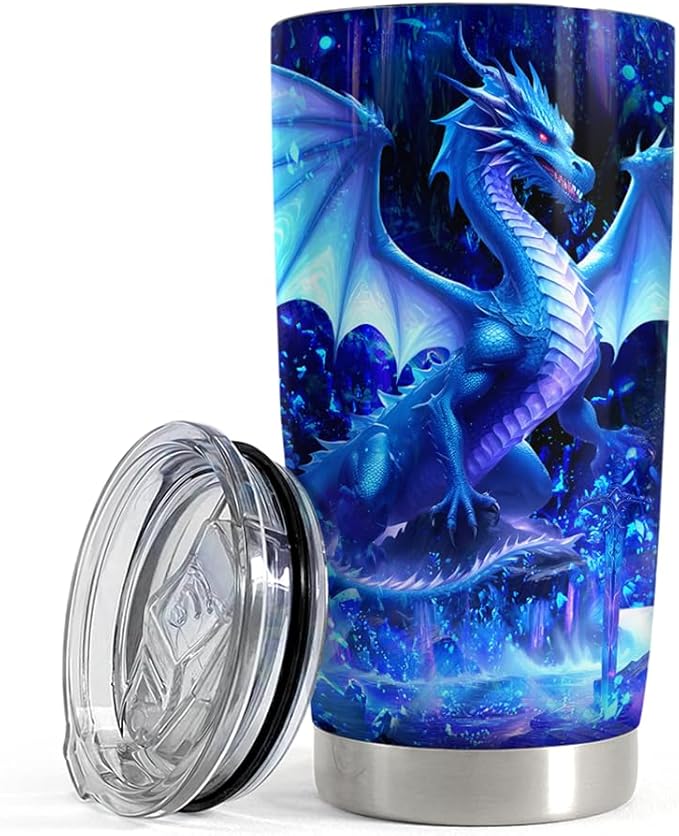 Dragon Tumbler 20oz Stainless Steel Insulated Coffee Travel Mug Cup Dragon Gifts for Birthday Christmas Gift for Men Boy