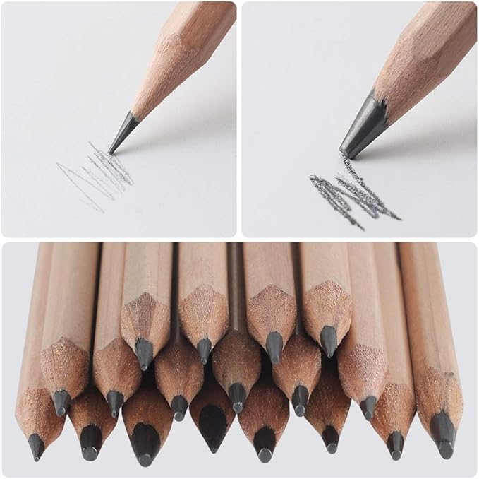 Drawing Pencils, Sketch Pencils Graphite 12B 8B 7B 6B 5B 4B 3B 2B B HB 2H and Charcoals Art Supplies for Sketching and Drawing,Pencil Set for Artists or Kids