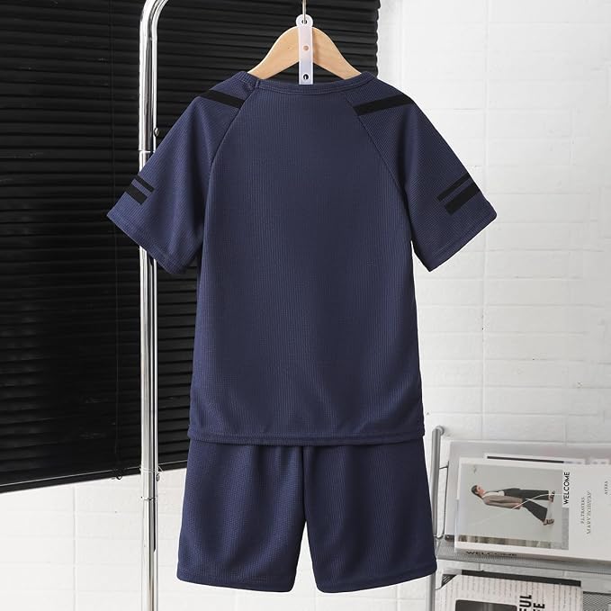 Cakaner Tween Boys Clothes Summer Simple Print T-Shirt And Shorts Set 2 Pieces Teen Trendy Outfits Size 7-14 Year