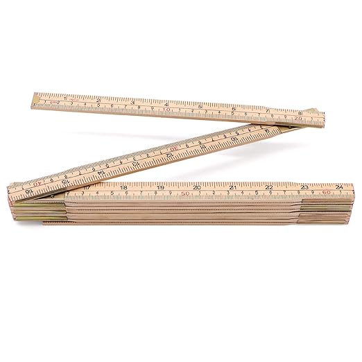 Jeemiter Heavy-Duty Wood Folding Rule, 6.5FT/2M Hardwood Carpenter Ruler with Brass Hinges | Anti-Warp Yard Stick with Inch & Metric Scales