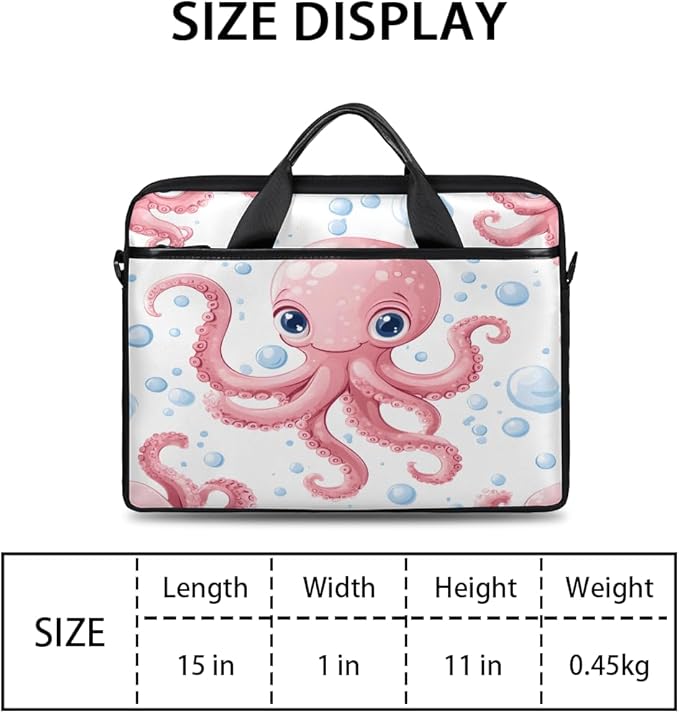 Pink Octopus Laptop Sleeve Case for 13-15 inch Computer Bag Protective Laptop Handle Bag for Women Men