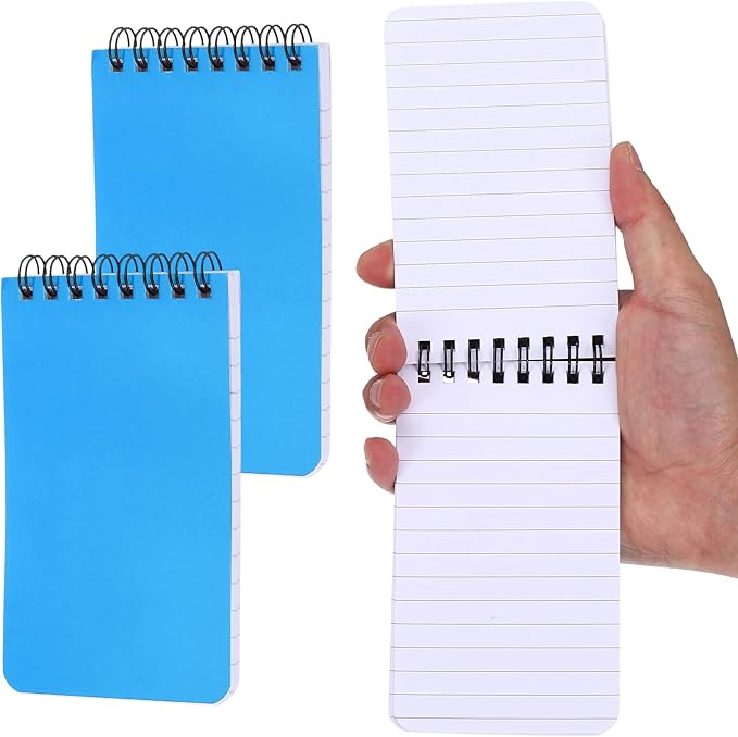 PATIKIL 3x5" Pocket Sketchbook, 2 Pcs Top Spiral Notebook Mini Lined Notebook Memo Pads 80GSM 60 Sheets/120 Pages Hard Cover Portable for Office Outdoor Travel Journal Draw, Blue