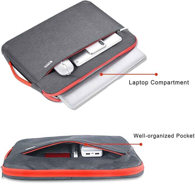 Voova Laptop Sleeve Case 13 13.6 Inch with Handle, 360°Protective Waterproof Slim Computer Bag Cover Compatible with MacBook Air 13 M1/M2/M3/M4 2020-2024, MacBook Pro 13, IPad Air/Pro 13, Grey