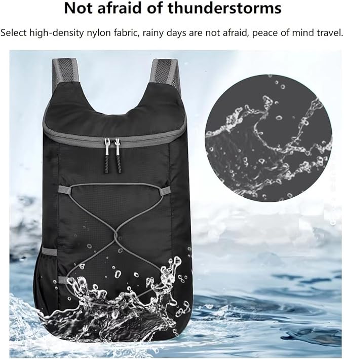 levayhill 16L Lightweight Foldable Hiking-Backpack Small Packable-Daypack For Travel,Ultralight Water-Resistant Gym Bag Men Women Easy Carry-on (Black&Gray)