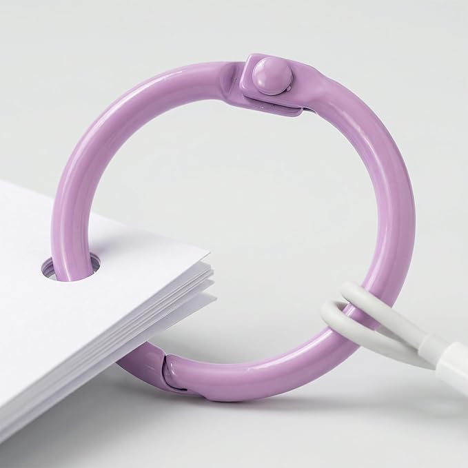 20 Pack 1 Inch Binder Rings, 2 Assorted Colors Loose Leaf Book Rings, Nickel Plated Metal Rings for Flash Cards, Index Cards, Key Rings, School Office Supplies (Hot Pink & Purple)