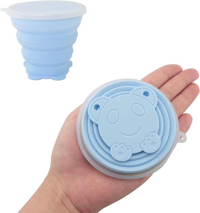 2PCS 6.1oz/180ml Silicone Collapsible Travel Cup Portable Retractable Water Cup Food Grade Blue Pink 7.6x8.5cm For Outdoor Sports Camping Washing Accessories