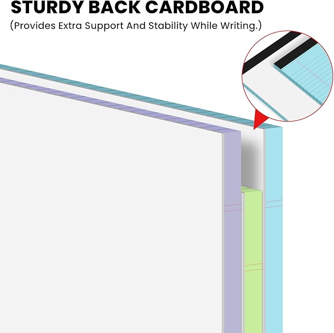3pcs Legal Pads 8.5 x 11,Notepads 8.5 x 11 Inch, 30 Sheets/Pack, Colored Note Pads Clear Print Writing Pads of Paper, Perforate Wide Ruled Lined with Sturdy Back for Office, Business & School Supplies