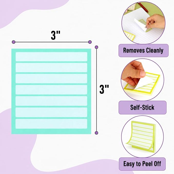 Mr. Pen- Lined Sticky Notes Bulk, 3"x3", 12 Pads, 60 Sheets/Pad, 720 Sheets