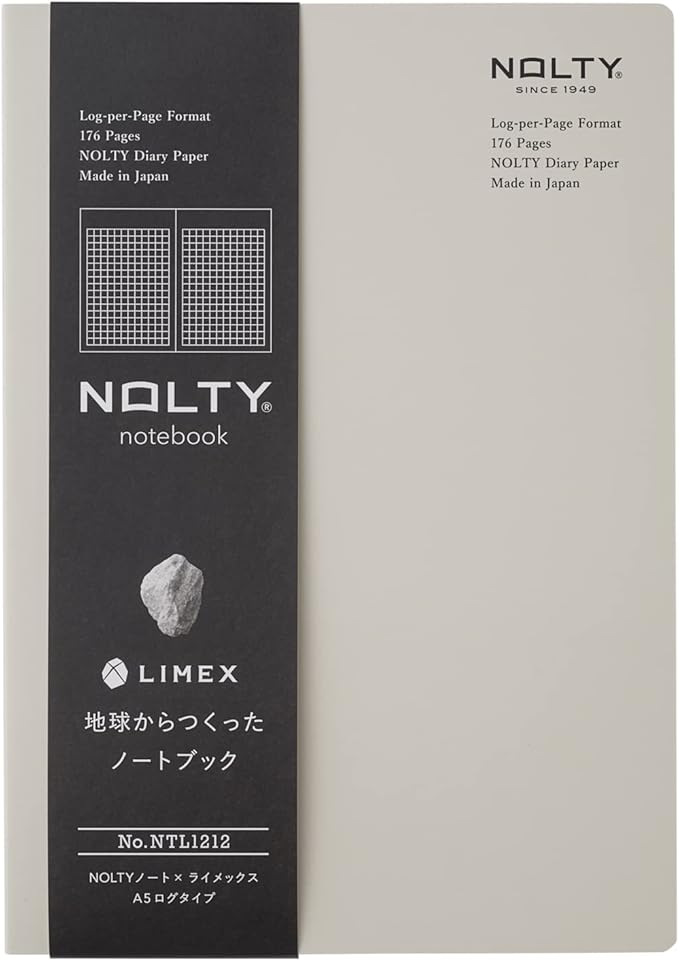 NOLTY NOTE × LIMEX, A5 Log Type Notebook, 3.5mm Grid, 176 Sheets, Lime White, NTL1212