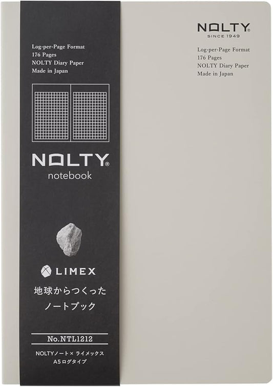 NOLTY NOTE × LIMEX, A5 Log Type Notebook, 3.5mm Grid, 176 Sheets, Lime White, NTL1212