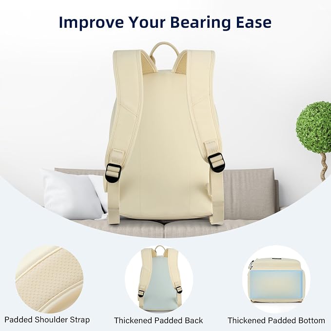 HanTrip 13 Inch Mini Small Travel Backpack Cary on For Women Men, Offwhite | 13L Capacity, Lots of Pockets, Padded Shoulder Strap, Lightweight, Water Resistant, Bookbag for College, Commuter, Work