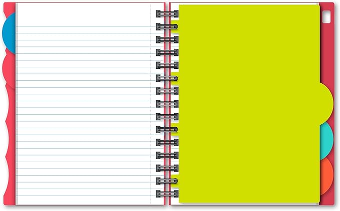 iScholar 5 Subject Poly Cover Double Wire Notebook, 8.35 x 6 Inches, Cover Color May Vary (58615)160 Sheets , Assorted