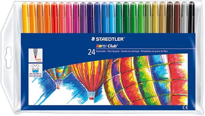 STAEDTLER Washable Felt Tip Markers for Kids, Ideal for Coloring & Drawing, 24 Pack, 325 WP24