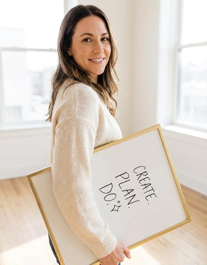 Magnetic Dry Erase Board 12x16 with Foldable Stand, Portable Gold Desktop Whiteboard for Home, Office, School & Kitchen
