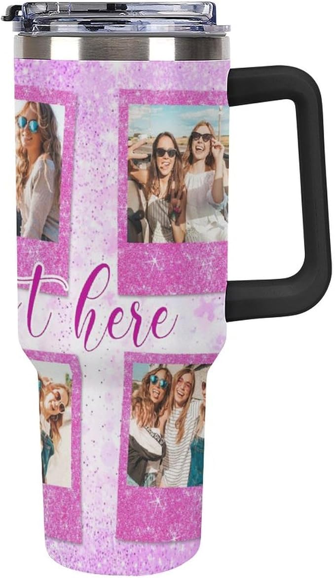 Personalized Tumbler Custom Vacuum Insulated Travel Mug Customizable Coffee Cup with Your Photos and Text Christmas Birthday Gift (40oz Design 5)