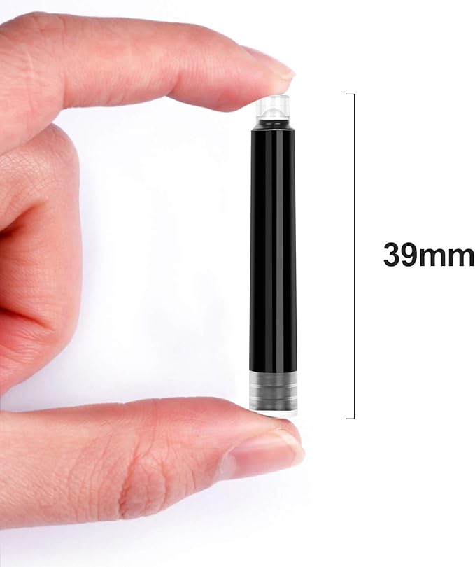 BEILUNER Fountain Pen Set Ink Cartridges Black Color, Value Pack of 24 Refill Ink Cartridges, 2.6 mm Bore Diameter- Preppy Combo for Fine Writing