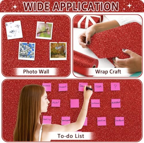 Glitter Red Bulletin Board Roll Non-Woven Fabric Poster 15.7" x12ft