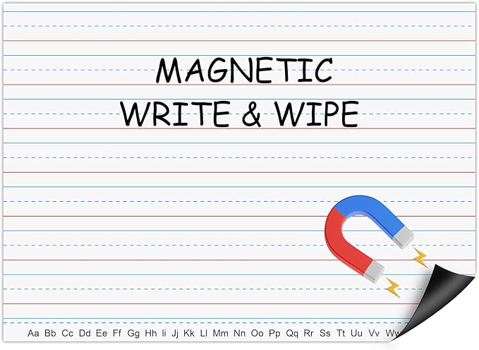 Magnetic Handwriting Paper for Whiteboard – 17" x 23" Large Primary Lined Dry Erase Sheet, Reusable Giant Writing Notebook Poster for Classroom, Teacher Resource for Kids Learning & Early Writing