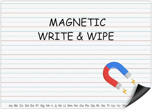 Magnetic Handwriting Paper for Whiteboard – 17" x 23" Large Primary Lined Dry Erase Sheet, Reusable Giant Writing Notebook Poster for Classroom, Teacher Resource for Kids Learning & Early Writing