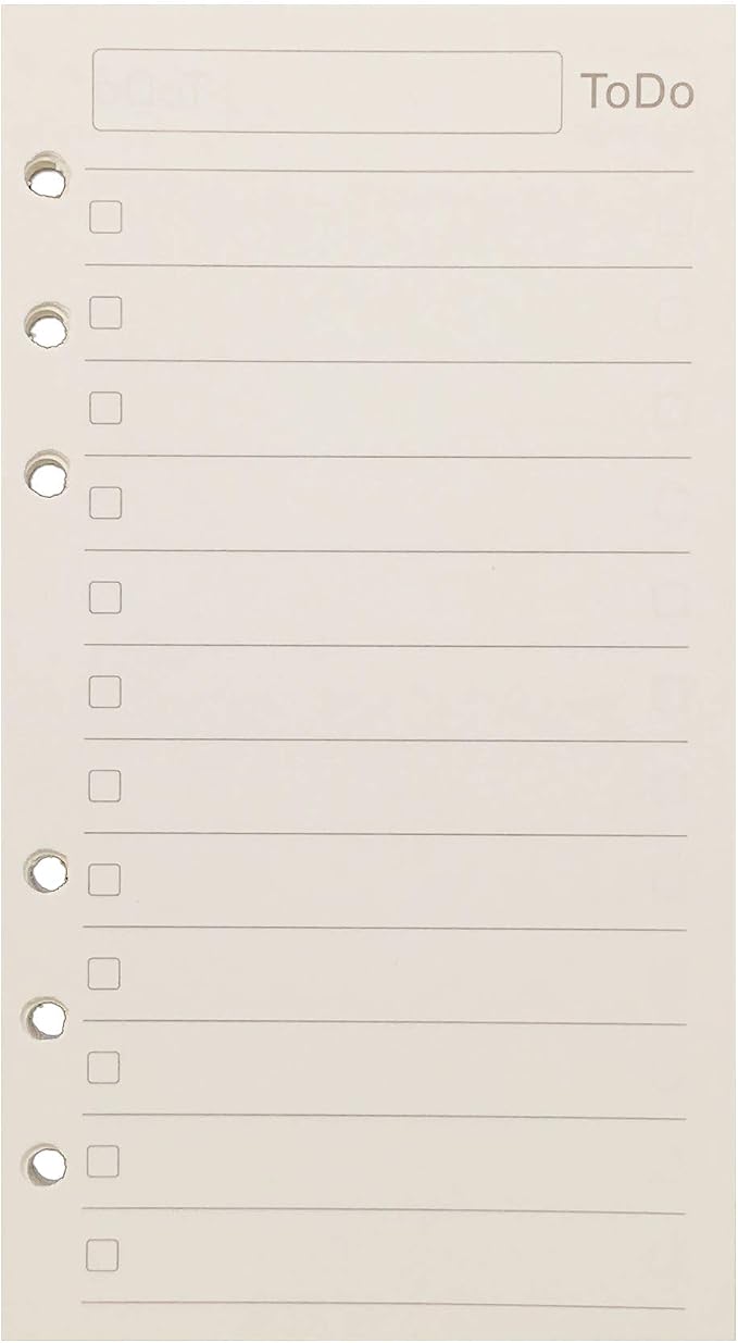Zelten Refill Paper/Loose Leaves for A5 A6 B5 A4 Cover Round Ring View Binder File Folder (A6 6 Holes, Refill ToDo Paper)