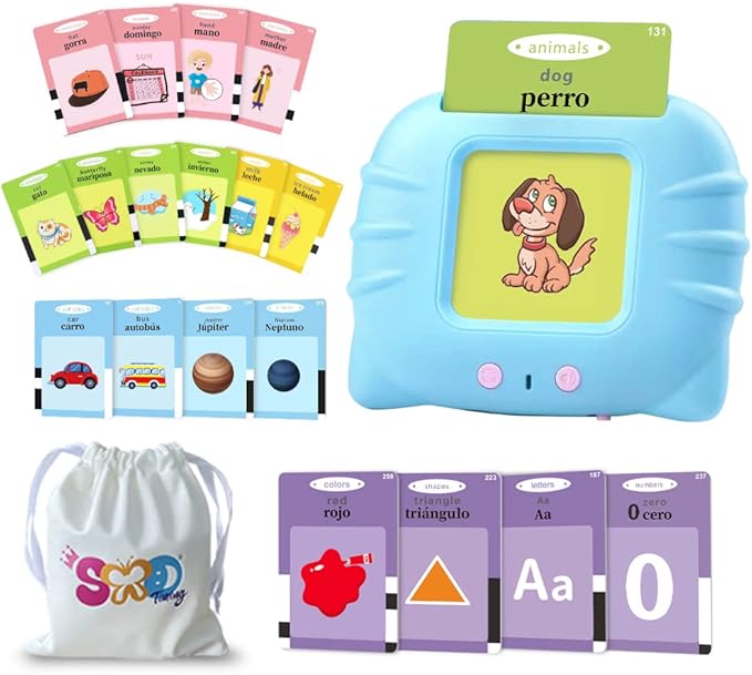 TimingSXD Spanish Flash Cards for Kids,Bilingual Flash Cards for Toddler/Beginning - ABC,Numbers,Colors,Shapes,Español/English Talking for Preschool,Kindergarten,Ages 2+