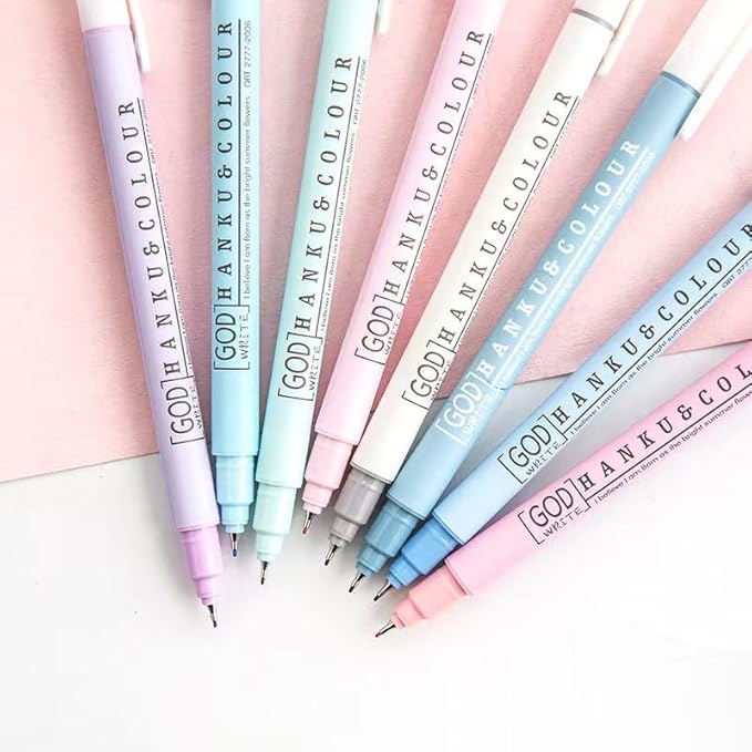 HANKU Bible Pens No Bleed Through, 8 Colors 0.38mm Fine Point Pen Set, Colored Fine Tip Pens for Journaling, Scrapbook, Planner, Coloring, Bible Study Back to School Office Supplies