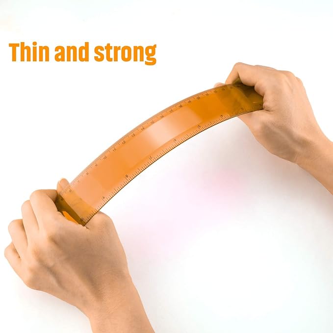 EBOOT 2 Pack Plastic Ruler Straight Ruler Plastic Measuring Tool for Student School Office(Orange,12 Inch)