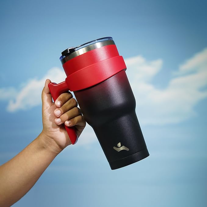 Konokyo 30 oz Tumbler with Handle and 2 Straw 2 Lid, Insulated Water Bottle Stainless Steel Vacuum Cup Reusable Travel Mug,Mystic Moon