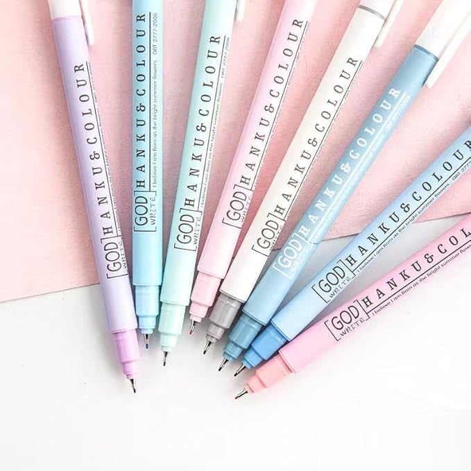 HANKU Colored Fineliner Pens, 0.38mm Fine Tip Pens, 8 Colors Fine Point Pen, Bible Journaling Planner Micro Pen Set for Writing, Drawing, Note Taking, Bullet Journaling