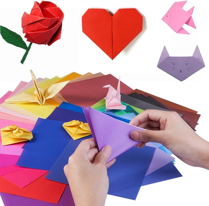 Opret Origami Paper 6x6 inch, 100 Sheets Origami Paper 50 Vivid Colors 15x15 cm Single Sided for Kids Arts and Crafts Projects