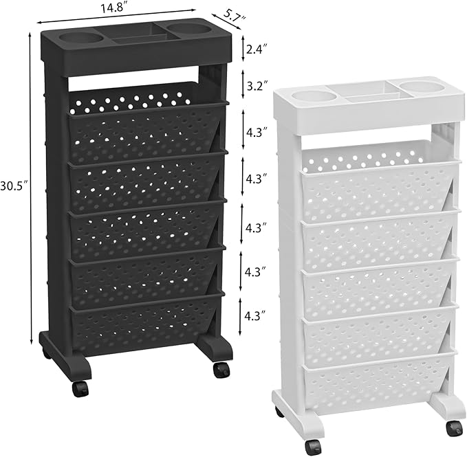 6-Tier Mobile Bookshelf, Rolling Bookcase Book Storage Rack, Movable File Folder Organizer Cart with Wheels for Home Study Office Living Room Classroom, Black