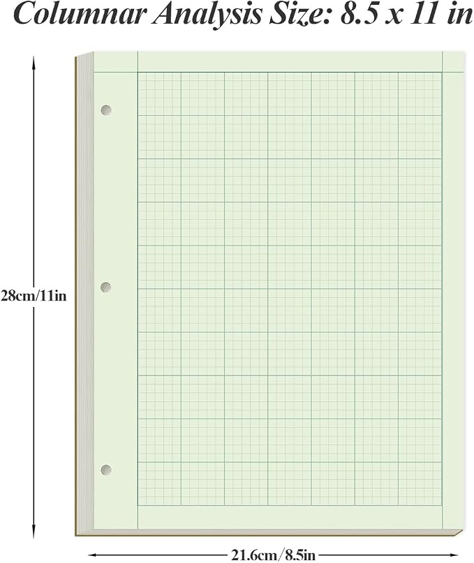 Yaridar (3-Pack) Engineering Notebooks - 150 Sheets/300 Pages Graph Paper, 5 x 5 Graph Rule on Back, 3-Hole Engineering Computation Pad, 100 Gsm Green Tint Paper, 8-1/2" x 11"