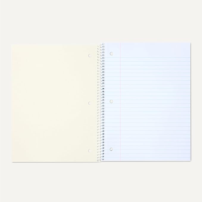 Amazon Basics Wide-Ruled Spiral Notebooks, 8" x 10-1/2", 70 Sheets, Black, 2-Pack