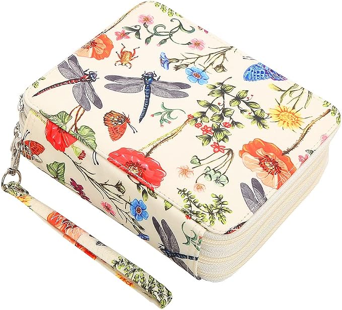 72 Slots Pencil Case Organizer w/Removal Handle Strap | 3-Layer Zipped Pencils Box Large for Colored Pencils Watercolor Pencils for Office and Travel for Artist