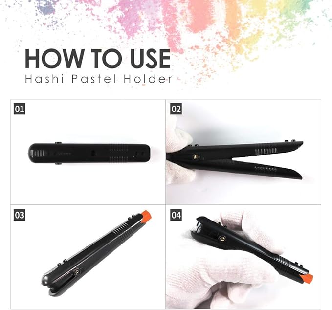 HA SHI Adjustable Pastel Holder Set (2pcs), Universal Art Stick Extender for Soft Pastels, Charcoal & Erasers, Professional Grip Tool for Adult Artists, Prevents Breakage & Stains