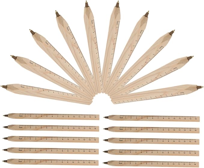 COHEALI 20pcs Black Wood Ballpoint Pens Carpenter Drawing Pens Natural Biodegradable Solid Wood Vintage Rolling Ballpoint for Construction and Woodwork Supplies