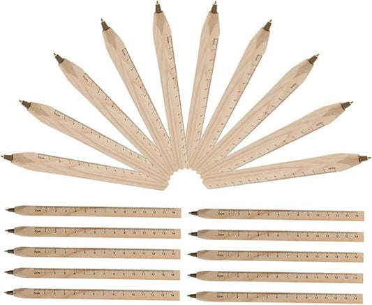 COHEALI 20pcs Black Wood Ballpoint Pens Carpenter Drawing Pens Natural Biodegradable Solid Wood Vintage Rolling Ballpoint for Construction and Woodwork Supplies