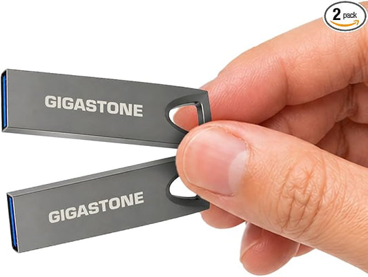 GIGASTONE 256GB Slim Fit Flash Drive (2 Pack) Z70 USB 3.2 Gen 1, 120MB/s Ultra Fast, Nickel Metal Design, Data Storage, Backup for PC/Mac/TV/Car Audio, USB 2.0/3.0/3.1 Compatible
