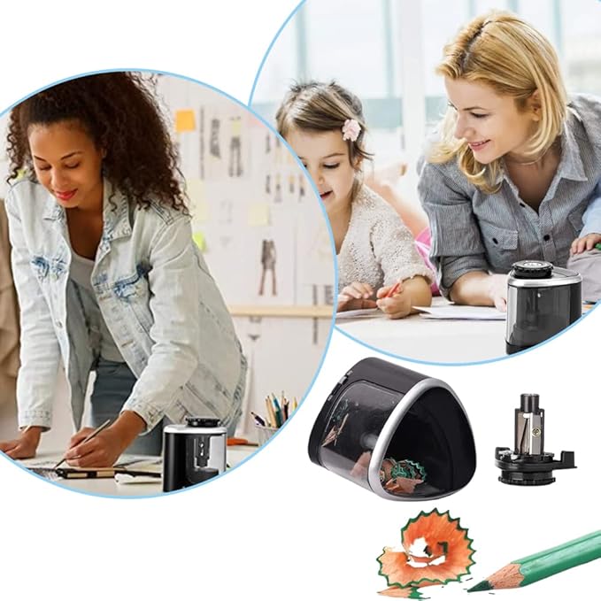 Electric Pencil Sharpeners Powerful Stall-Free Motor Portable Electric Battery Operated Pencil Sharpener Battery Powered Classroom Pencil Sharpeners for School Home Office Classroom