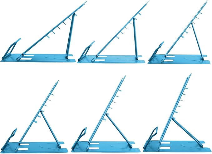 Honagu Metal Desk Book Holder, Hands Free Adjustable Cookbook & Document Holder, Portable Bookstand for Music Books, Textbooks, Recipes, Tablets & iPads (Sky Blue)