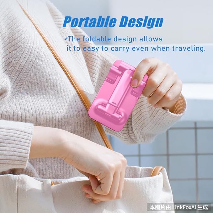 Phone Stand, Angle HeightAdjustable Cell Phone Holder withSilicon Pad for Desk Fully ForldableMobile Phone Holder Compatible withAll Mobile Phones